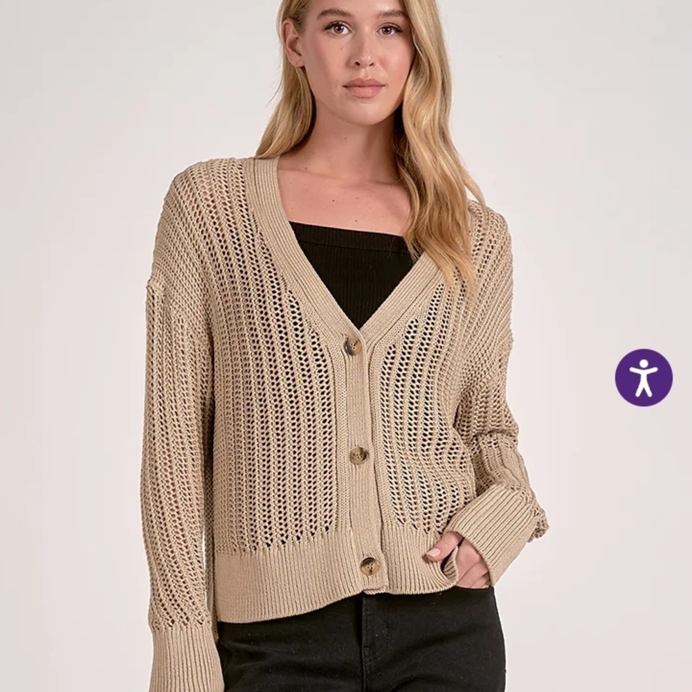 Elan Tan‎ Knit Cardigan Sweater